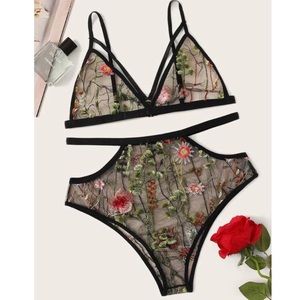 Embroidered Lingerie Set